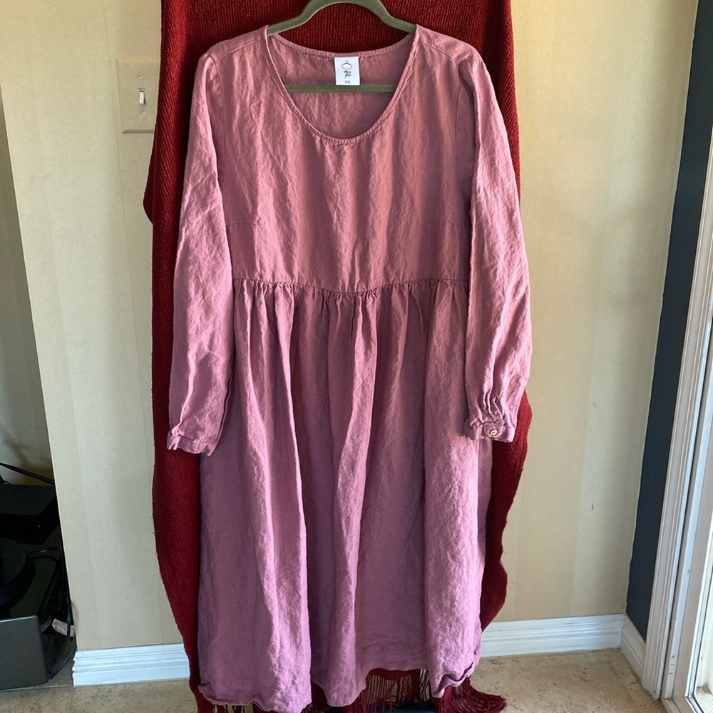 Linen dress mauve /lavender/berry color